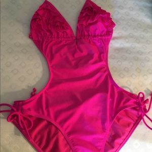 OP Ocean Hot Pink Monokini Swimsuit L 11-13.